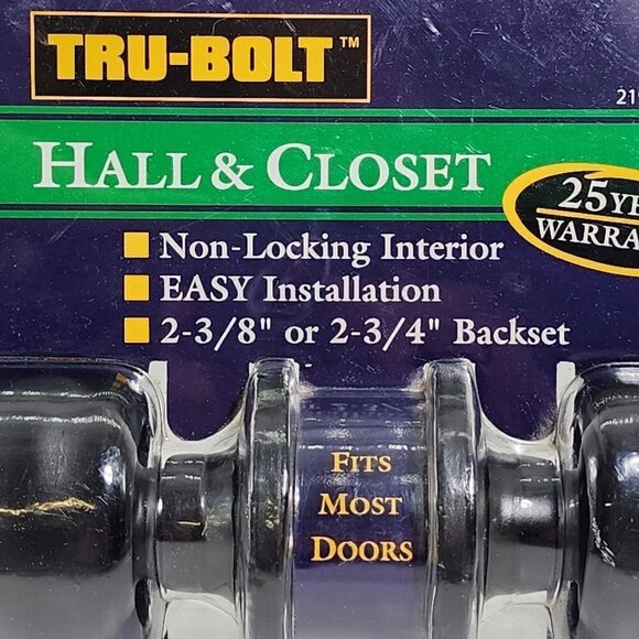 Tru-bolt Hall Closet Non-Locking Interior Door Knob 2 2-3/8 Or 2-3/4 Backset - Picture 5 of 7